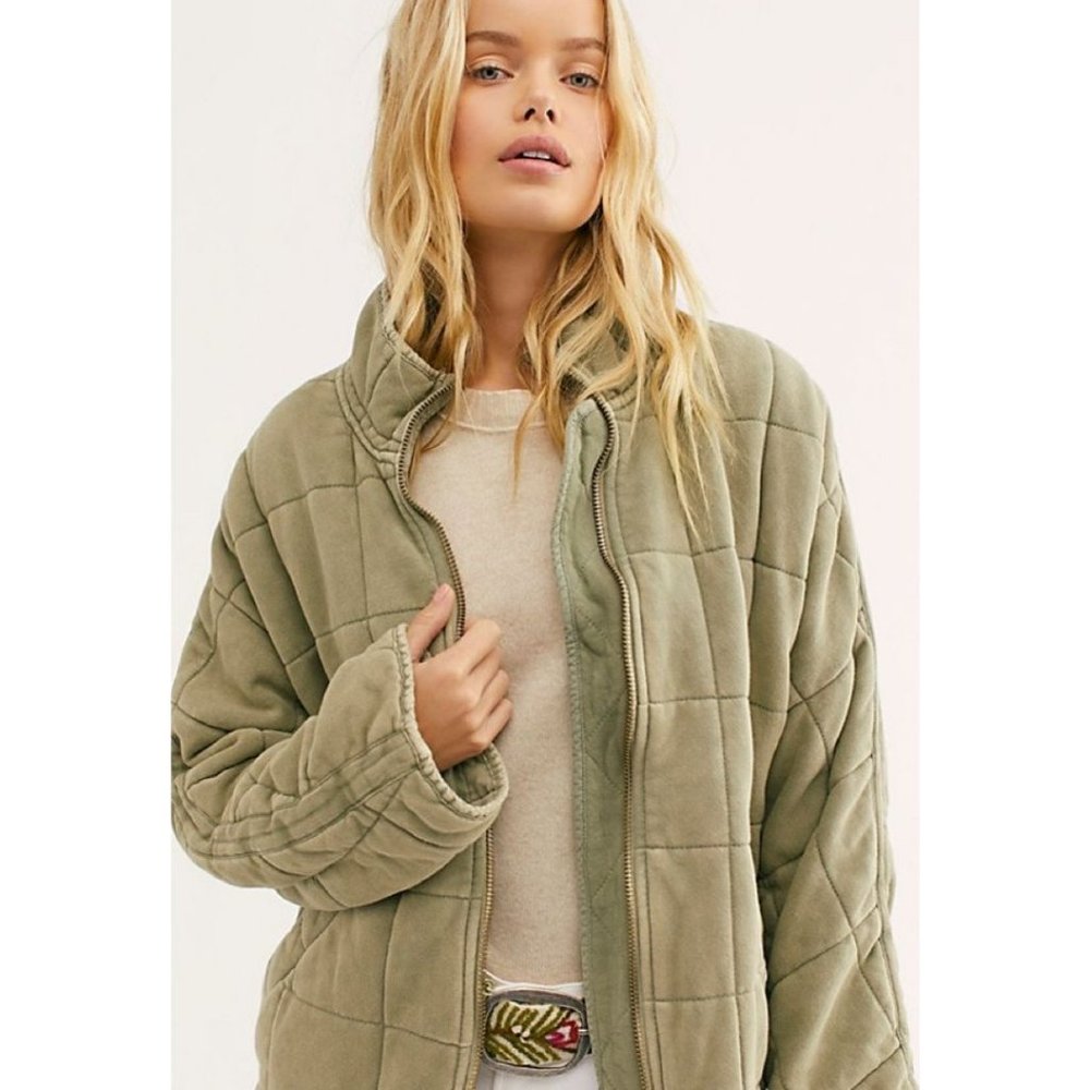 NWOT Free People Dolman Quilted Knit Jacket Moss K01